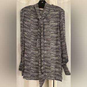 NWT Tory Burch Navy Marble Silk Top Size 8